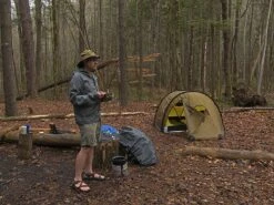 Hilleberg Nammatj 3 -Sierra Designs Shop Nammatj 3 rainy breakfast at Cane Creek campsite