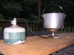 Rich-Moore 7000 Remote Canister Stove -Sierra Designs Shop Rich Moor in use