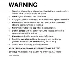 Optimus 8R -Sierra Designs Shop Warning