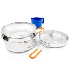 GSI Outdoors Glacier Stainless Steel Mess Kit -Sierra Designs Shop gsi outdoors glacier stainless 1 person mess kit